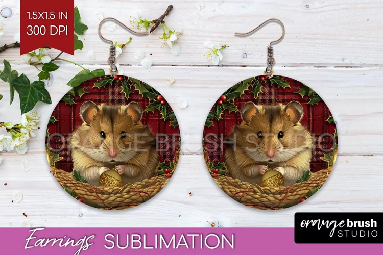 Vintage Christmas Round Earrings - Retro Xmas Sublimation