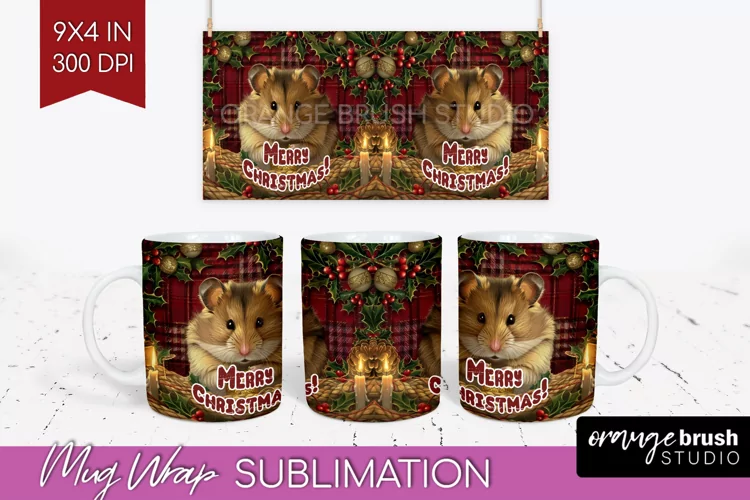 Vintage Christmas Mug Wrap - Retro Xmas 15Oz Mug Sublimation