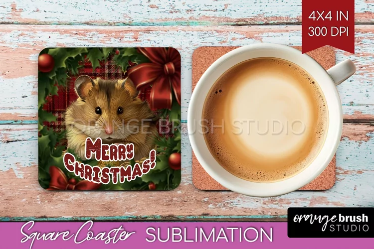 Vintage Christmas Square Coaster - Xmas Coaster Sublimation