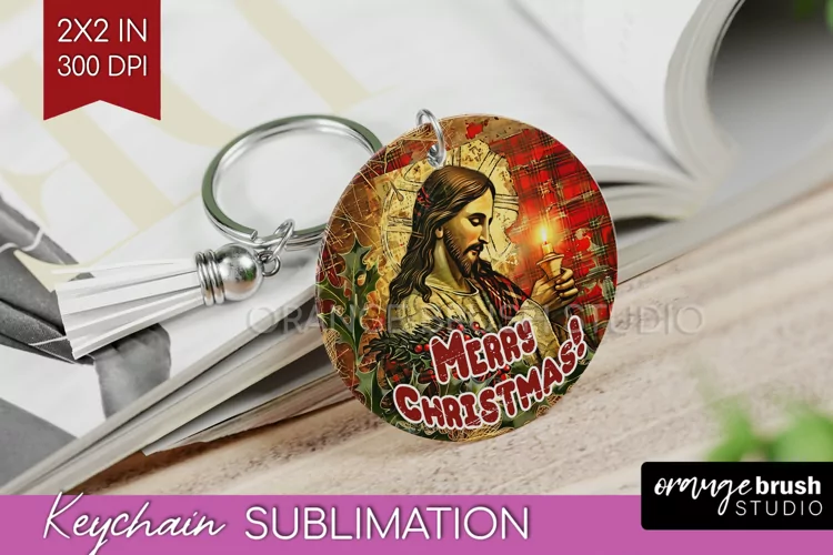 Vintage Christmas Keychain PNG - Xmas Keychain Sublimation