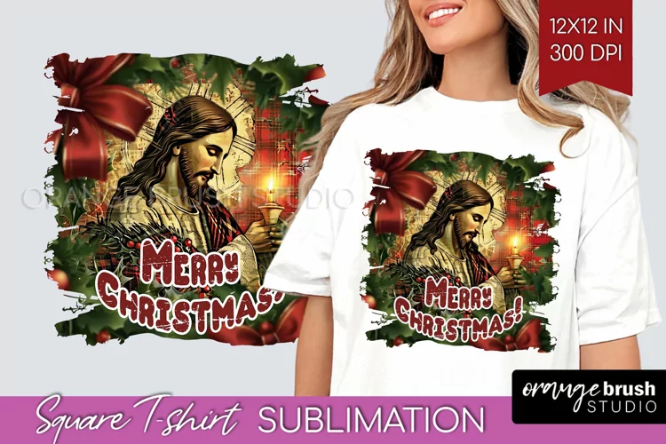 Vintage Christmas Sublimation, Xmas Square Tshirt Background