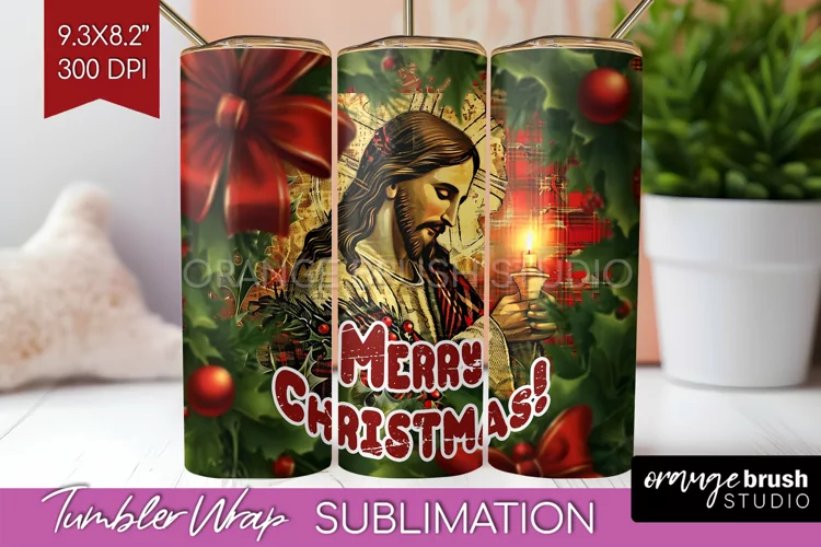 Vintage Christmas Tumbler Wrap - Xmas Tumbler Sublimation