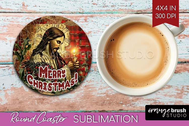 Vintage Christmas Round Coaster - Xmas Coaster Sublimation
