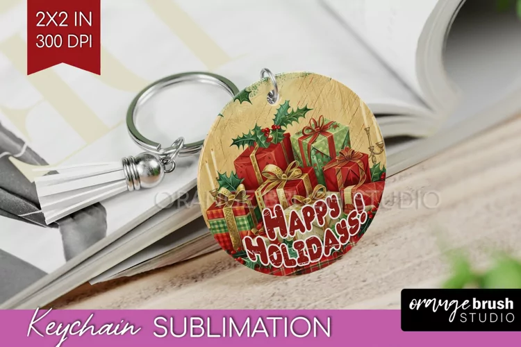Vintage Christmas Keychain PNG - Xmas Keychain Sublimation