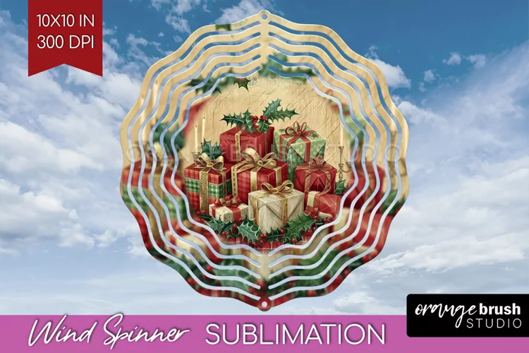 Vintage Christmas Wind Spinner PNG - Retro Xmas Sublimation