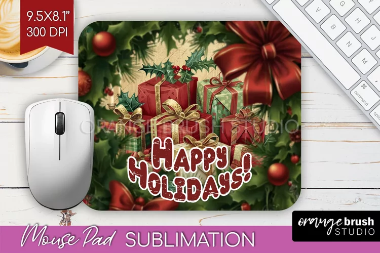 Vintage Christmas Mouse Pad Sublimation - Xmas Mousepad PNG