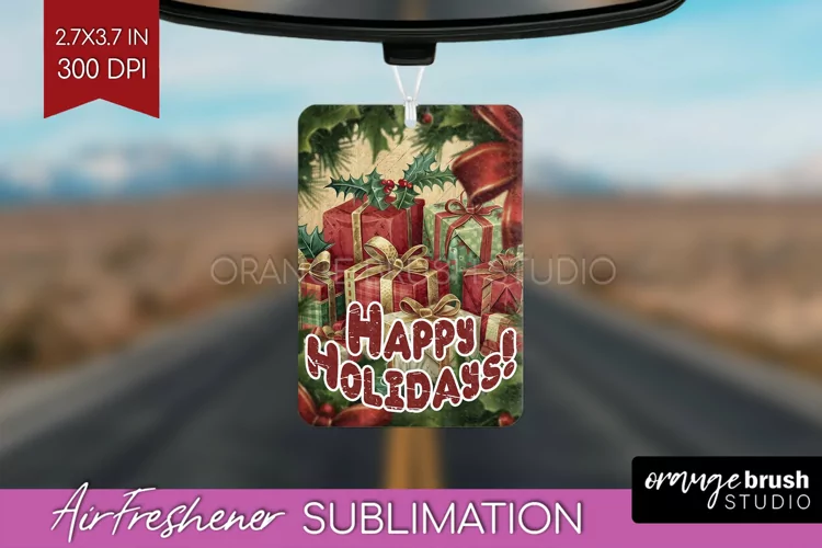Vintage Christmas Air Freshener PNG - Xmas Car Freshener