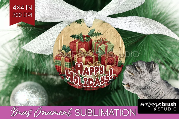 Vintage Christmas Ornament PNG - Retro Xmas Sublimation