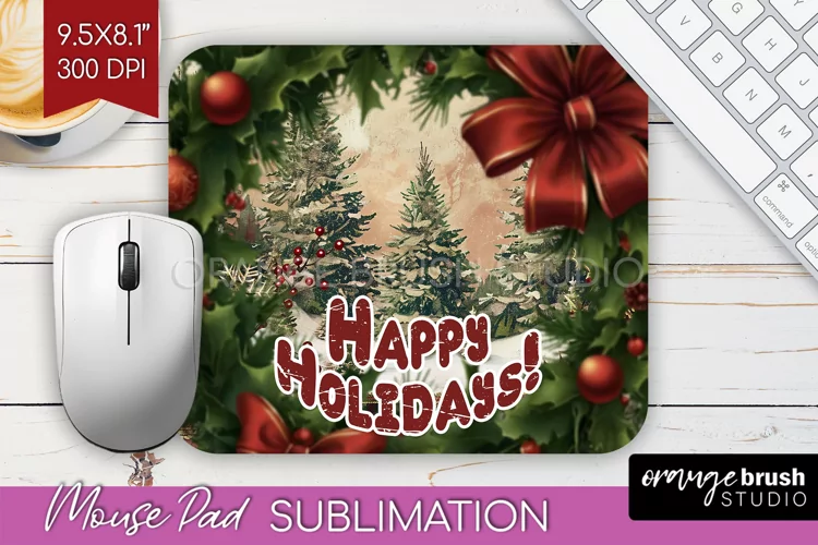 Vintage Christmas Mouse Pad Sublimation - Xmas Mousepad PNG