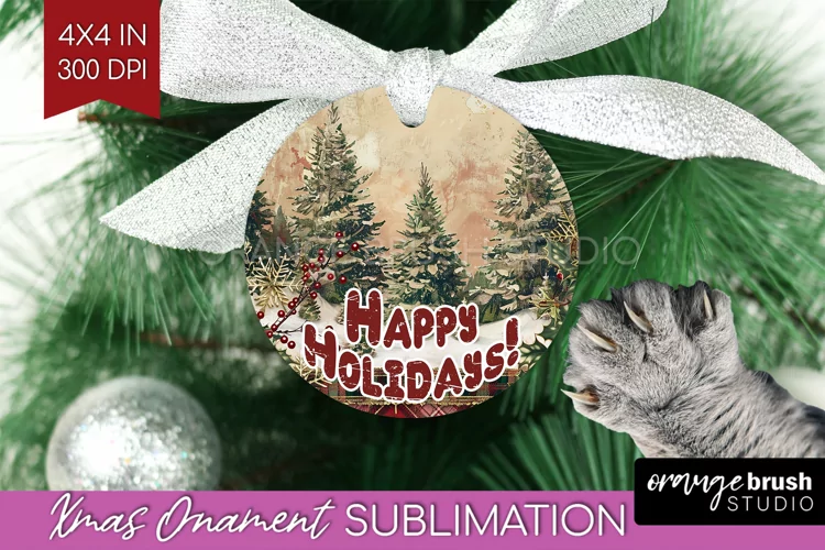 Vintage Christmas Ornament PNG - Retro Xmas Sublimation