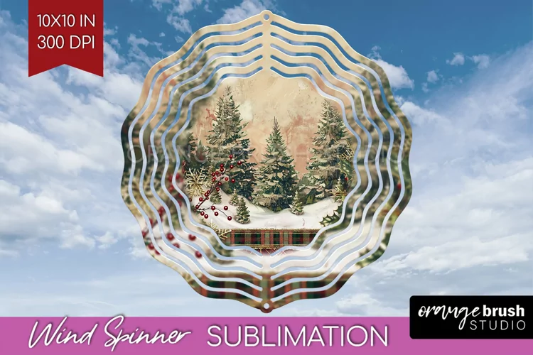 Vintage Christmas Wind Spinner PNG - Retro Xmas Sublimation
