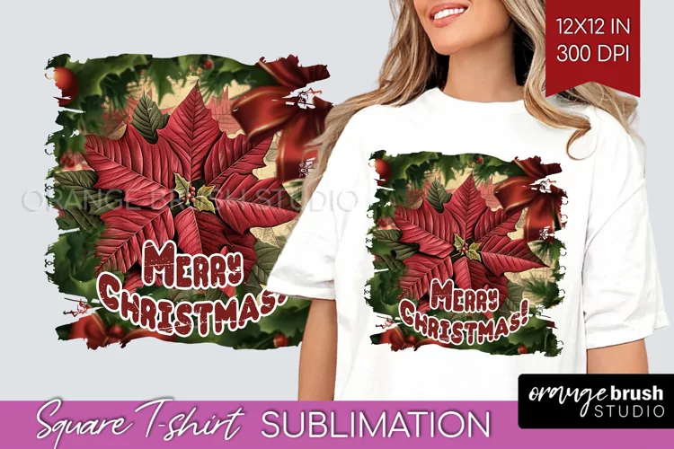 Vintage Christmas Sublimation, Xmas Square Tshirt Background