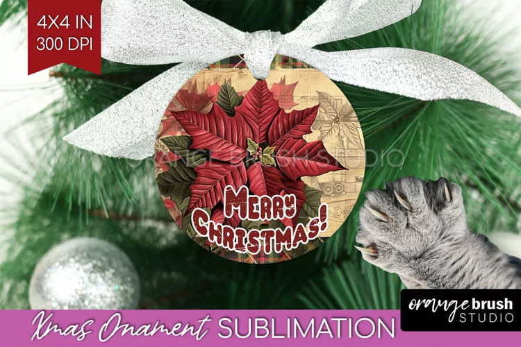Vintage Christmas Ornament PNG - Retro Xmas Sublimation