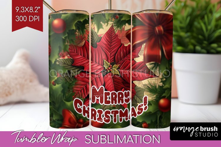 Vintage Christmas Tumbler Wrap - Xmas Tumbler Sublimation