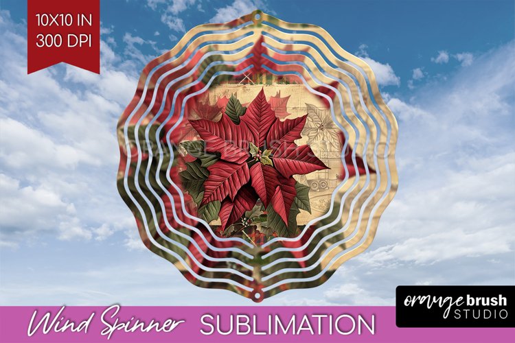 Vintage Christmas Wind Spinner PNG - Retro Xmas Sublimation example image 1