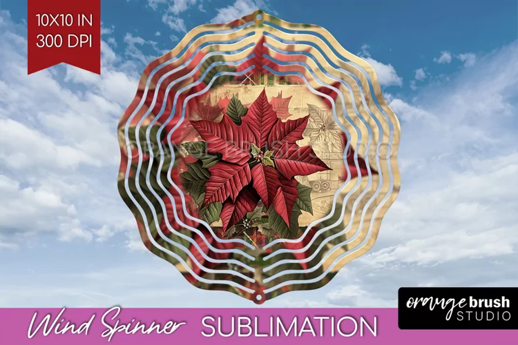 Vintage Christmas Wind Spinner PNG - Retro Xmas Sublimation