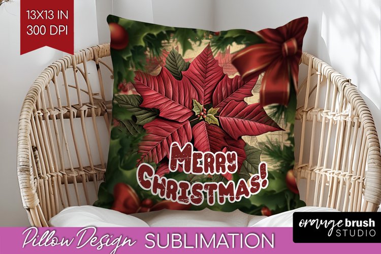 Vintage Christmas Pillow Sublimation - Xmas Pillow Cover PNG example image 1