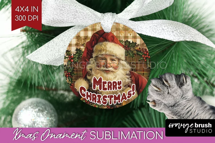 Vintage Christmas Ornament PNG - Retro Xmas Sublimation