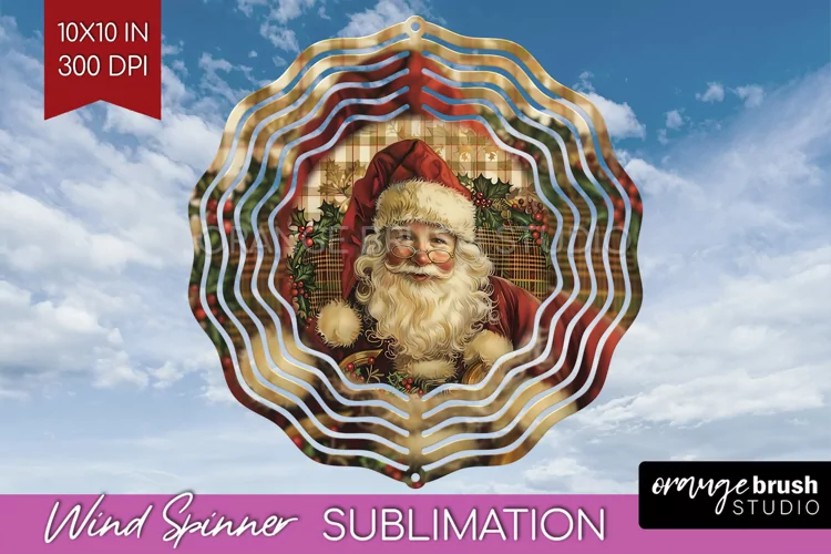 Vintage Christmas Wind Spinner PNG - Retro Xmas Sublimation