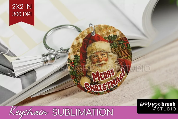 Vintage Christmas Keychain PNG - Xmas Keychain Sublimation