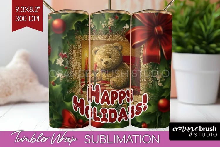 Vintage Christmas Tumbler Wrap - Xmas Tumbler Sublimation
