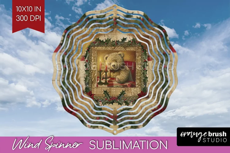 Vintage Christmas Wind Spinner PNG - Retro Xmas Sublimation