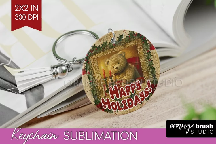 Vintage Christmas Keychain PNG - Xmas Keychain Sublimation