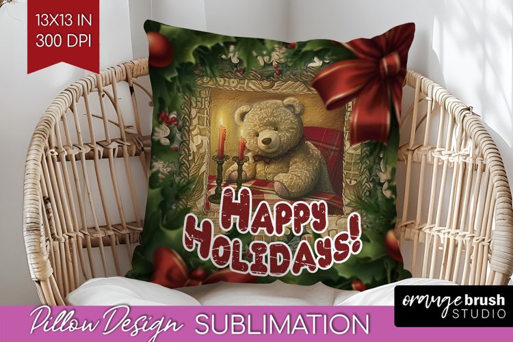 Vintage Christmas Pillow Sublimation - Xmas Pillow Cover PNG example image 1