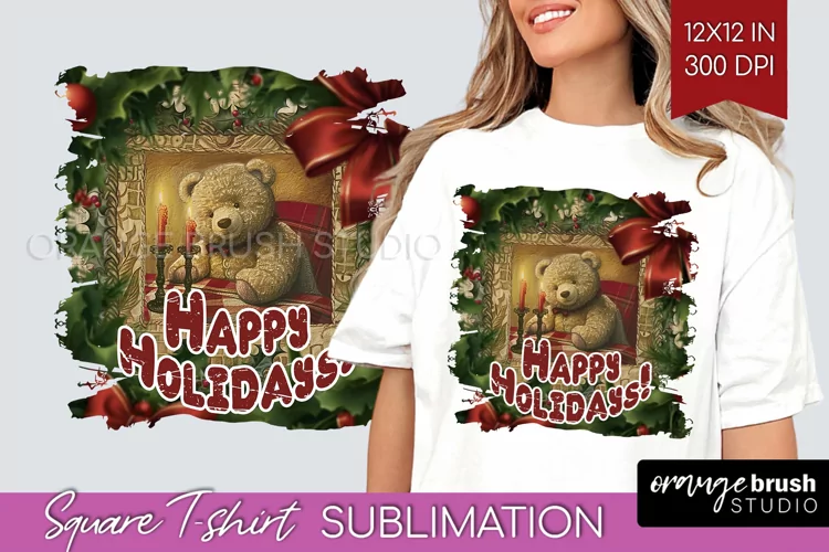 Vintage Christmas Sublimation, Xmas Square Tshirt Background