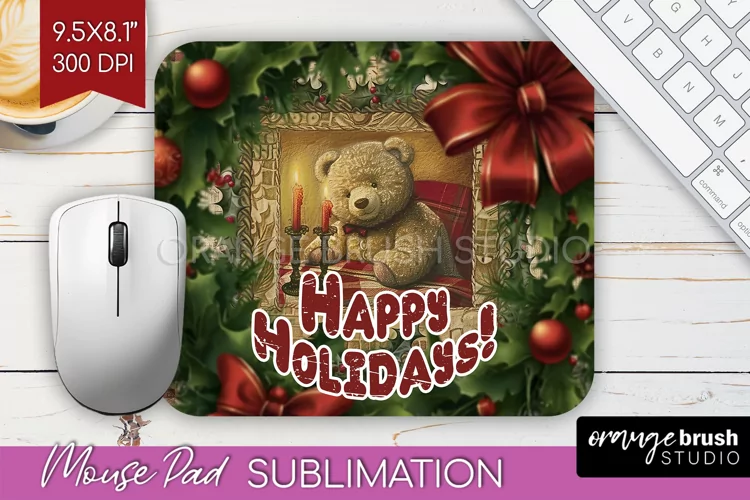 Vintage Christmas Mouse Pad Sublimation - Xmas Mousepad PNG