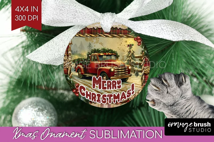 Vintage Christmas Ornament PNG - Retro Xmas Sublimation
