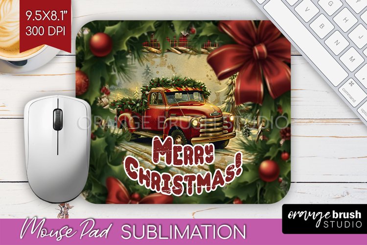 Vintage Christmas Mouse Pad Sublimation - Xmas Mousepad PNG