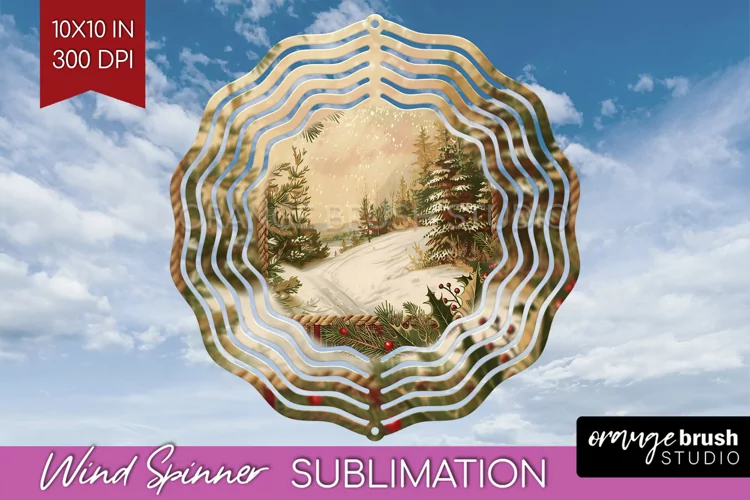 Vintage Christmas Wind Spinner PNG - Retro Xmas Sublimation