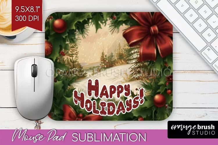 Vintage Christmas Mouse Pad Sublimation - Xmas Mousepad PNG