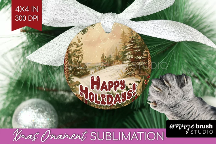 Vintage Christmas Ornament PNG - Retro Xmas Sublimation