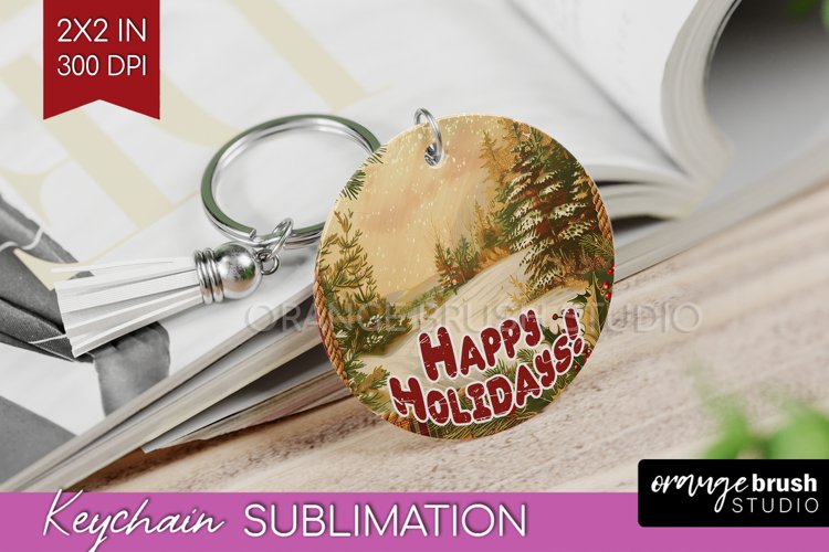 Vintage Christmas Keychain PNG - Xmas Keychain Sublimation