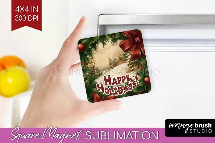 Vintage Christmas Magnet Sublimation - Retro Xmas Magnet PNG