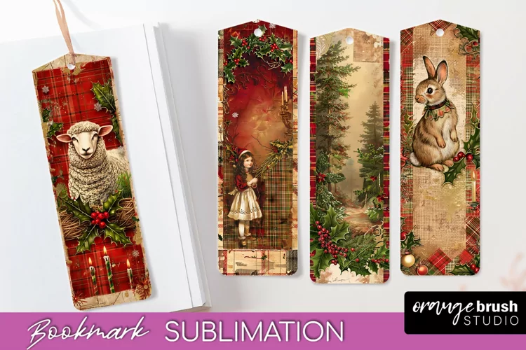 Vintage Christmas Bookmark - Retro Christmas Bookmarks PNG