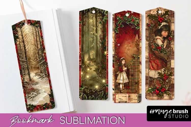 Vintage Christmas Bookmark - Retro Christmas Bookmarks PNG