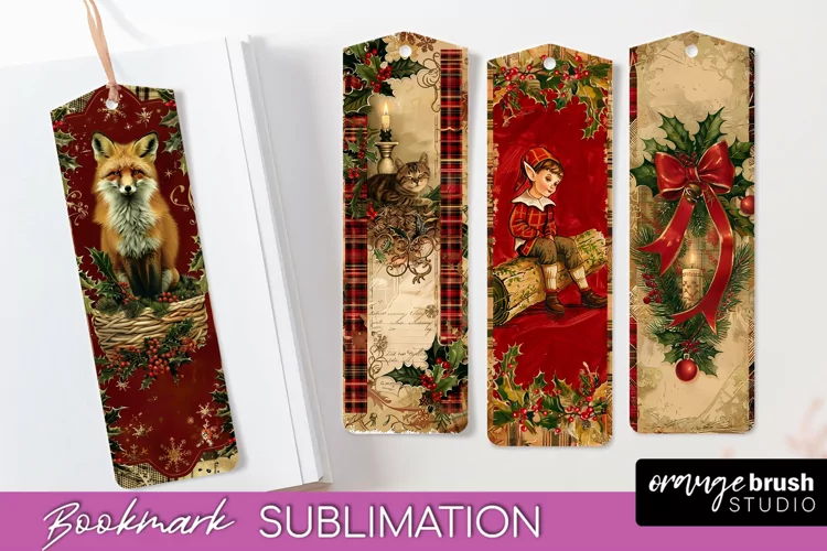 Vintage Christmas Bookmark - Retro Christmas Bookmarks PNG