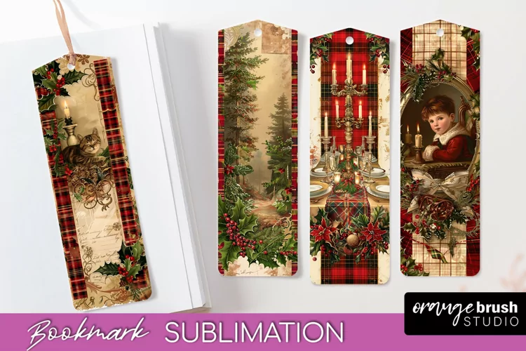 Vintage Christmas Bookmark - Retro Christmas Bookmarks PNG