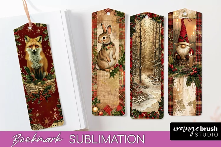Vintage Christmas Bookmark - Retro Christmas Bookmarks PNG