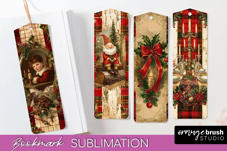 Vintage Christmas Bookmark - Retro Christmas Bookmarks PNG