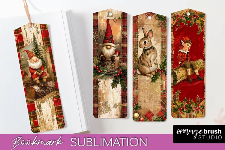 Vintage Christmas Bookmark - Retro Christmas Bookmarks PNG