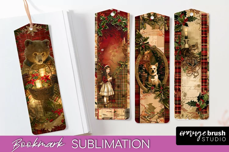 Vintage Christmas Bookmark - Retro Christmas Bookmarks PNG