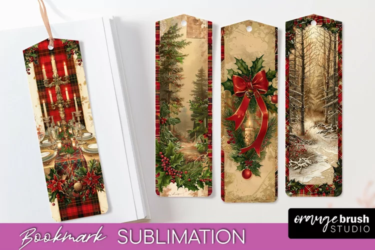Vintage Christmas Bookmark - Retro Christmas Bookmarks PNG