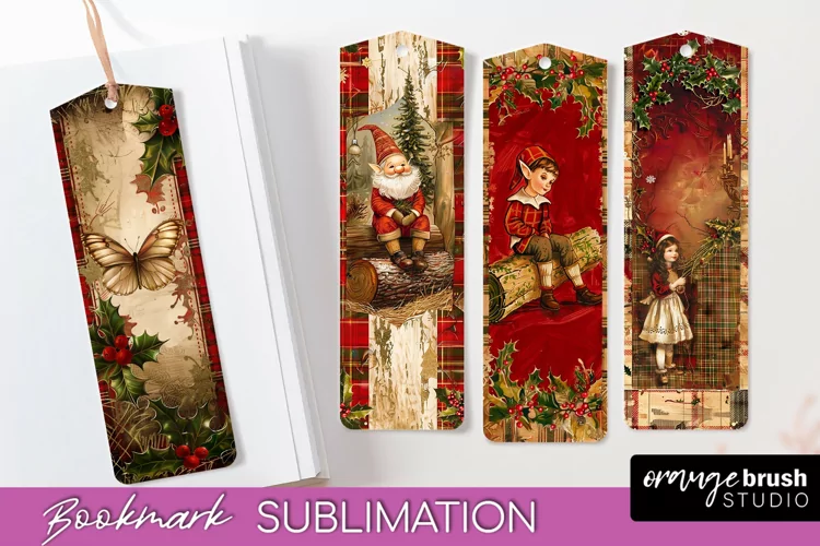 Vintage Christmas Bookmark - Retro Christmas Bookmarks PNG
