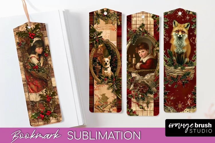 Vintage Christmas Bookmark - Retro Christmas Bookmarks PNG