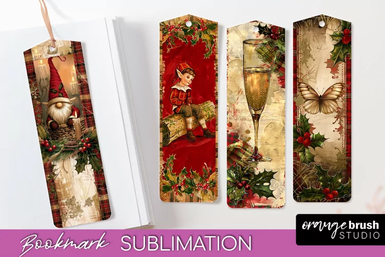 Vintage Christmas Bookmark - Retro Christmas Bookmarks PNG