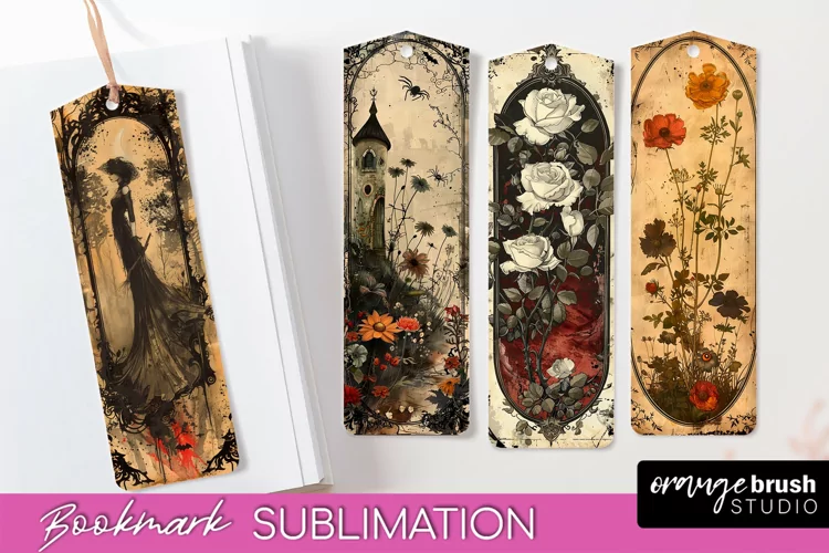 Vintage Halloween Bookmark - Printable Scrapbook Bookmarks